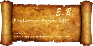 Englender Bereniké névjegykártya